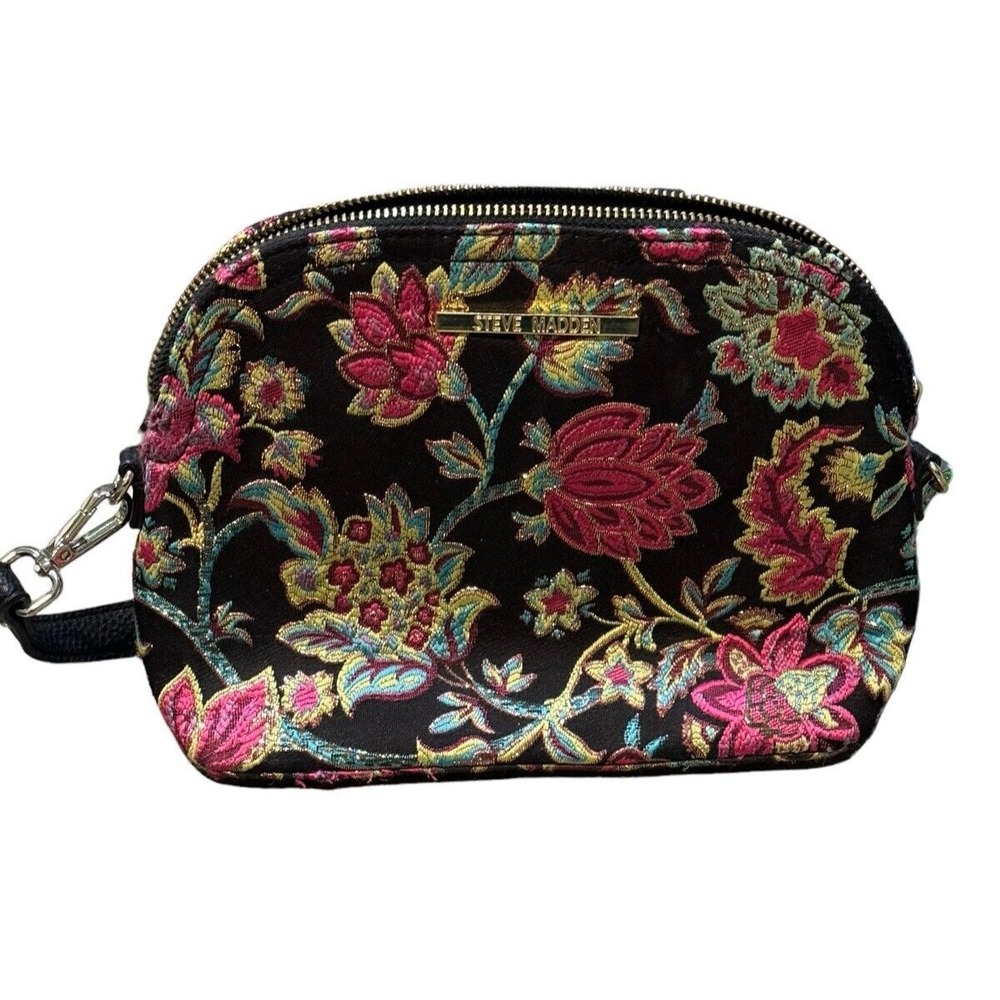 Steve Madden Women's B Maggie Malibu Bag Black‎ Floral With Gold Accents
